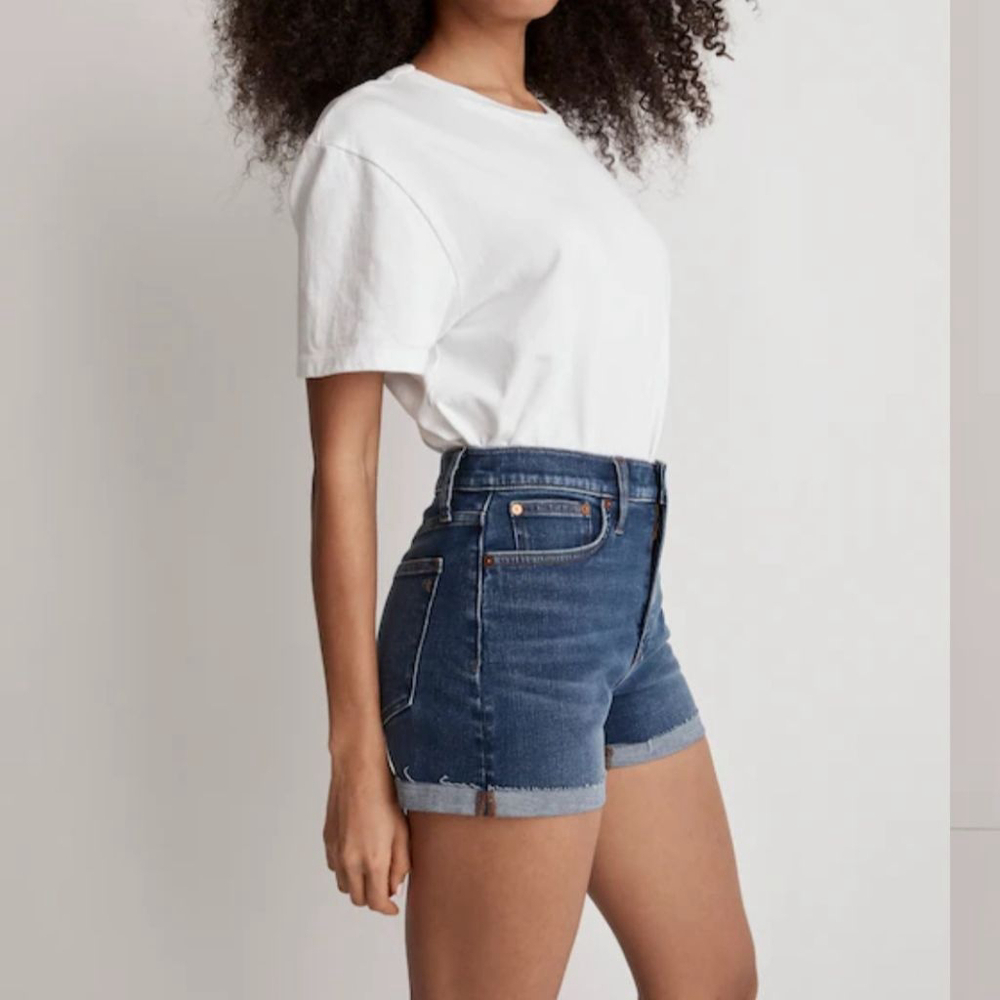 Madewell High-rise Rise Denim Shorts Women's Size 33 5" Inseam Blie Jean - Picture 1 of 9